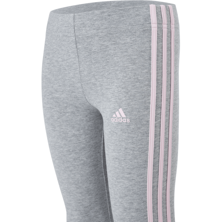 Legging Adidas Essentials 3 Stripes pour fille, gris moyen chiné / rose clair