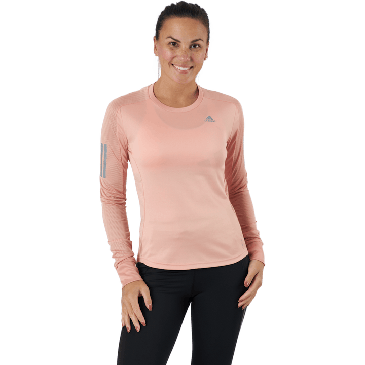 T-shirt à manches longues Adidas Own The Run pour femme, couleur blush ambiant
