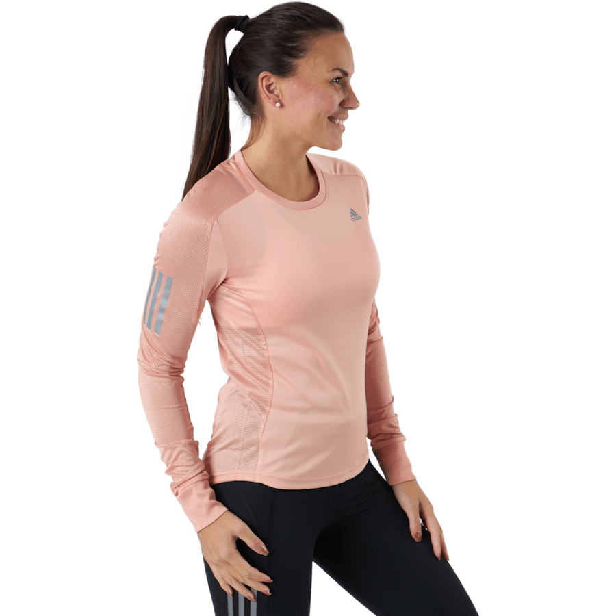 T-shirt à manches longues Adidas Own The Run pour femme, couleur blush ambiant