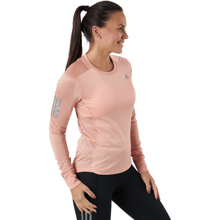 T-shirt à manches longues Adidas Own The Run pour femme, couleur blush ambiant