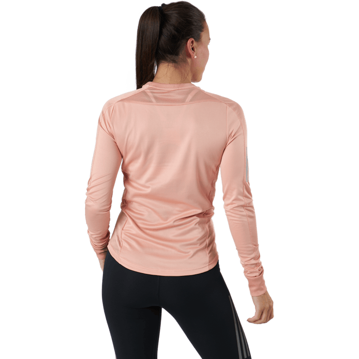 T-shirt à manches longues Adidas Own The Run pour femme, couleur blush ambiant