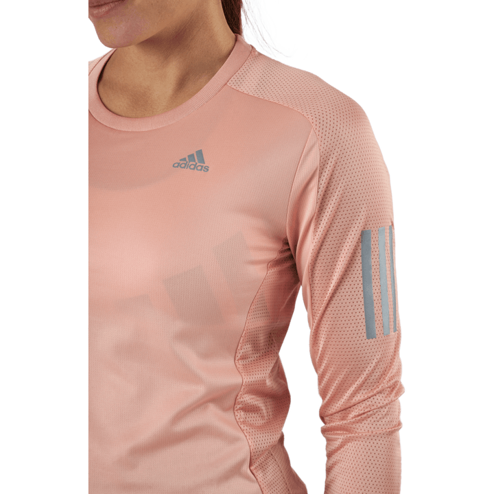 T-shirt à manches longues Adidas Own The Run pour femme, couleur blush ambiant