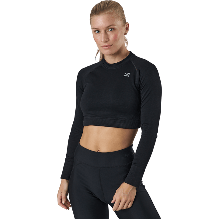 Molly Seamless Ls Crop Top Black