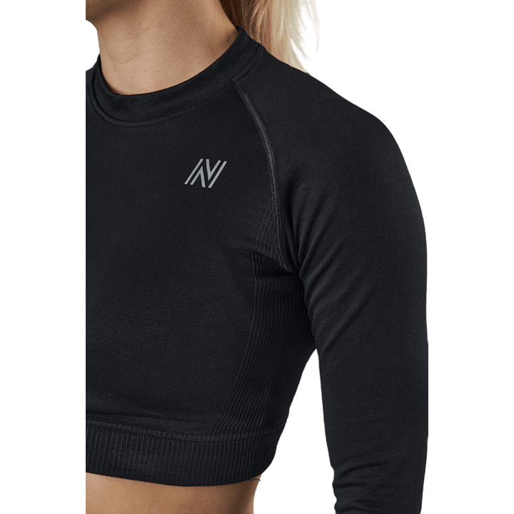 Molly Seamless Ls Crop Top Black