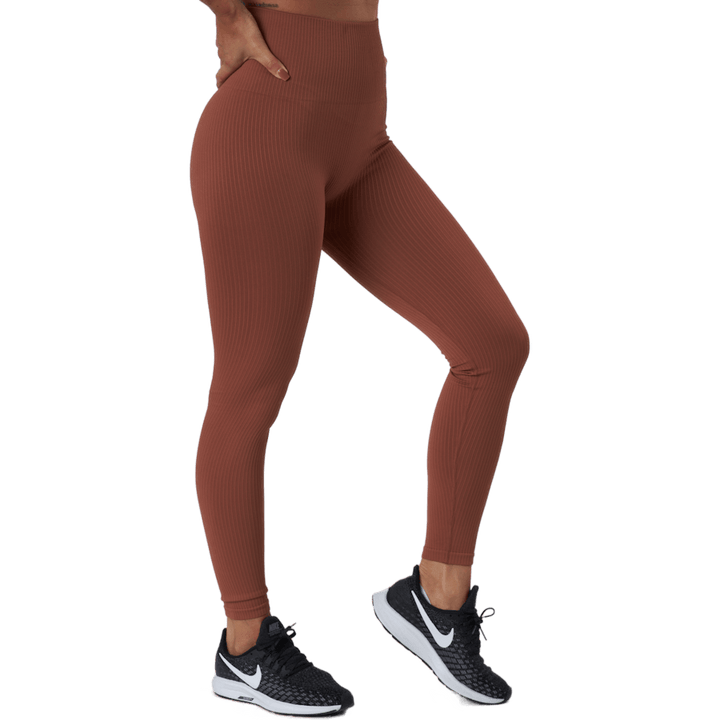 Seamless Rib Tights Copper Brown