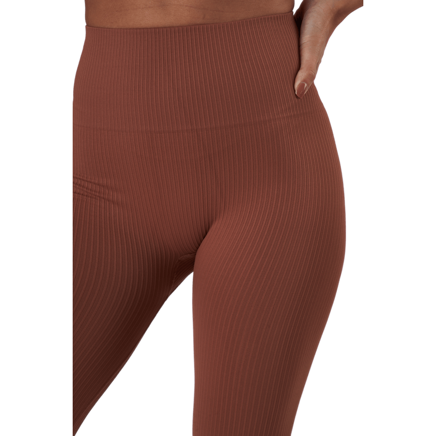 Seamless Rib Tights Copper Brown
