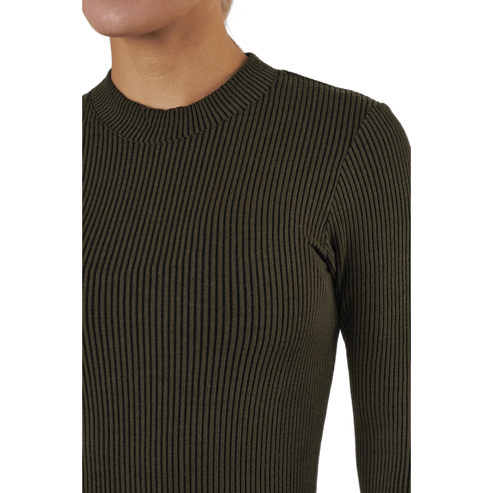 Wool Rib Long Sleeve Black Green Rib