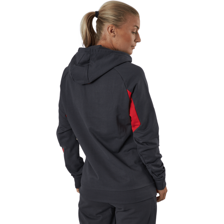 Hmlaction Cotton Hoodie Woman Ebony/flame Scarlet