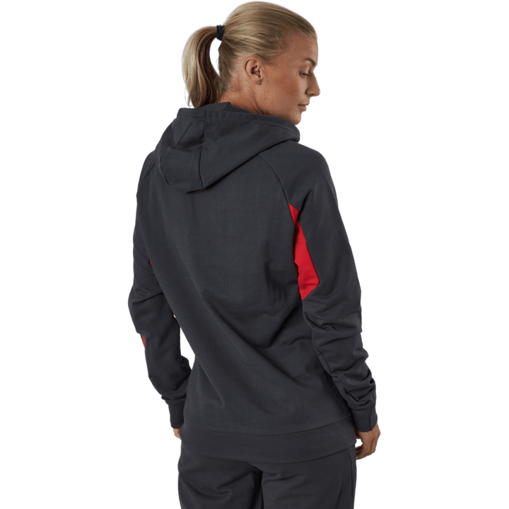 Hmlaction Cotton Hoodie Woman Ebony/flame Scarlet