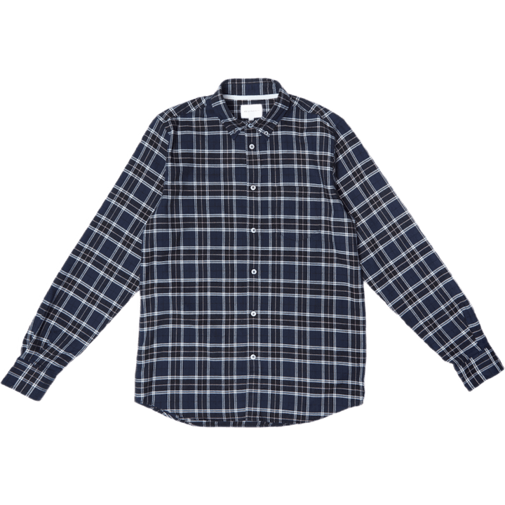 Anton Gebürstetes Flanellkaro Dunkelmarine