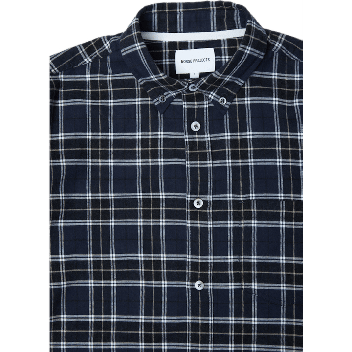 Anton Gebürstetes Flanellkaro Dunkelmarine