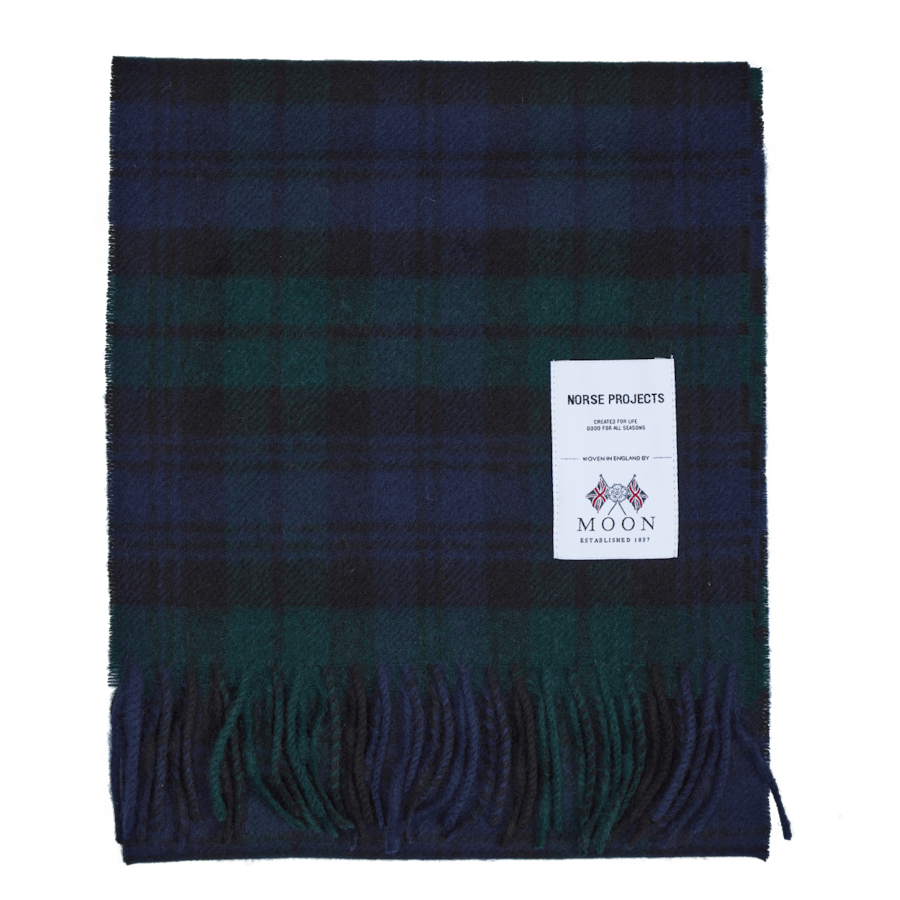 Moon Checked Lambswool Scarf Black Watch Check