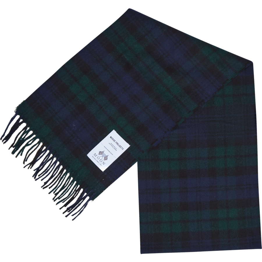 Moon Checked Lambswool Scarf Black Watch Check