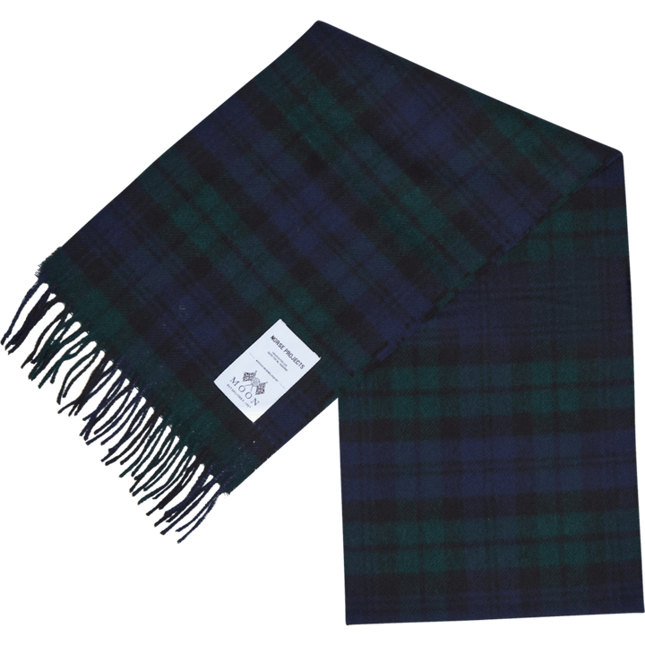 Moon Checked Lambswool Scarf Black Watch Check