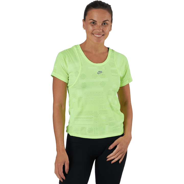 Maillot Air Dri-fit à manches courtes pour femme, coloris volt/argent réfléchissant