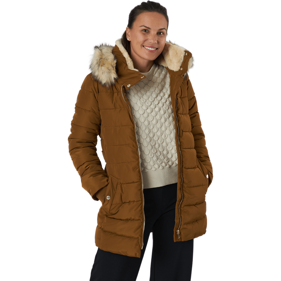 Onlcamilla Hood Fur Coat Otw Breen