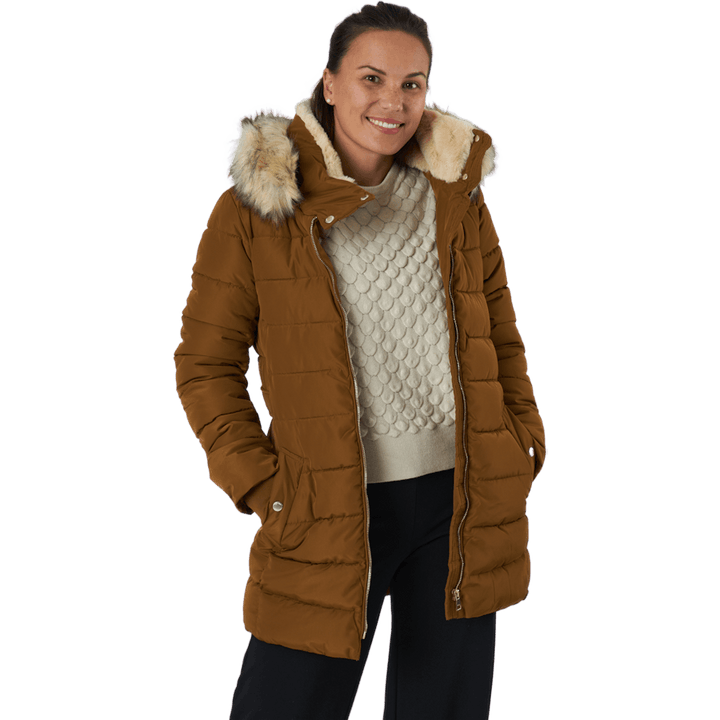 Onlcamilla Hood Fur Coat Otw Breen