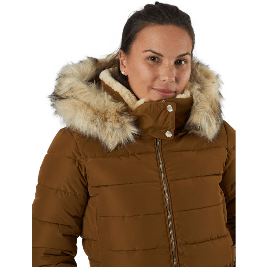 Onlcamilla Hood Fur Coat Otw Breen