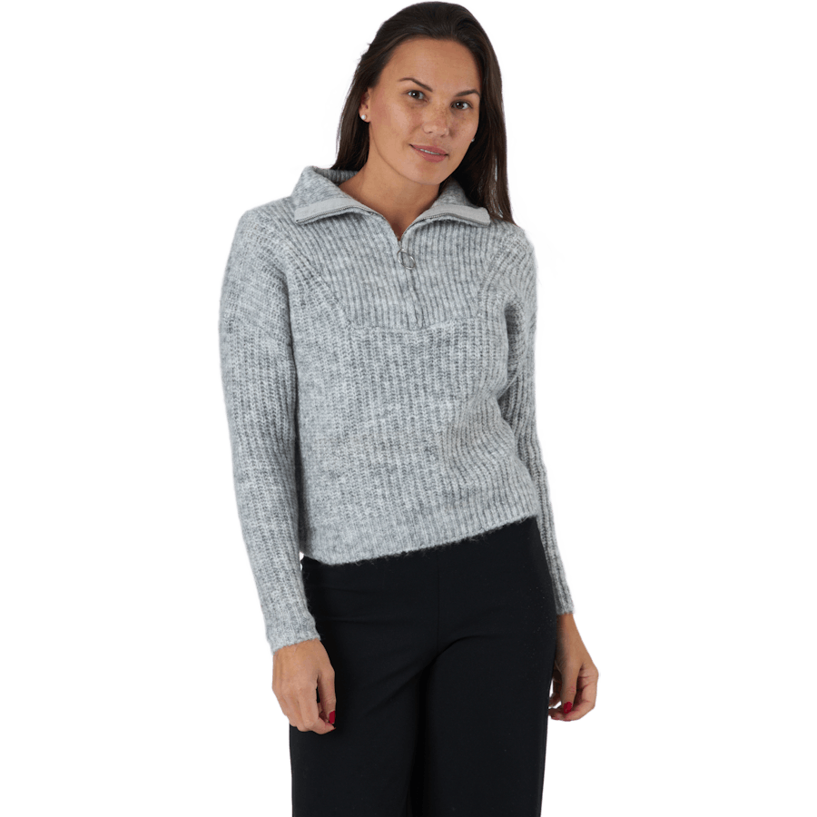 Onlemily Life L/s Zip Pullover Light Grey Melange