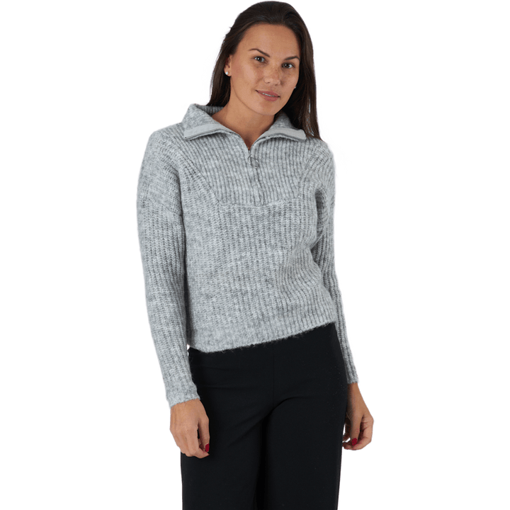 Onlemily Life L/s Zip Pullover Light Grey Melange