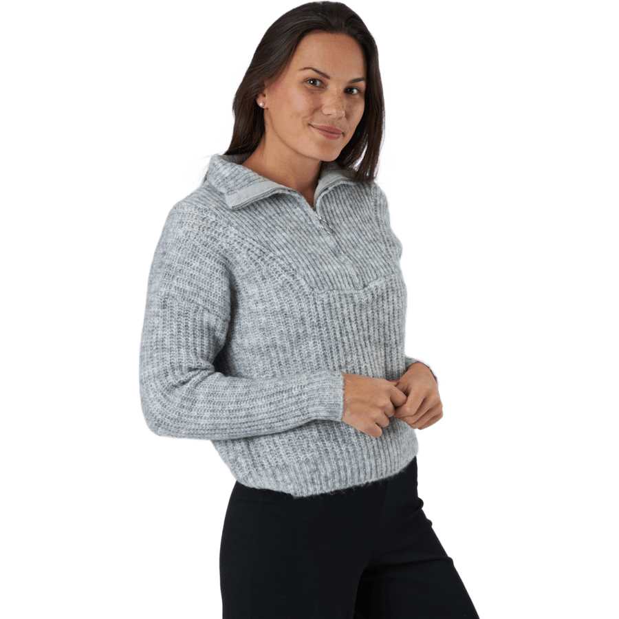Onlemily Life L/s Zip Pullover Light Grey Melange