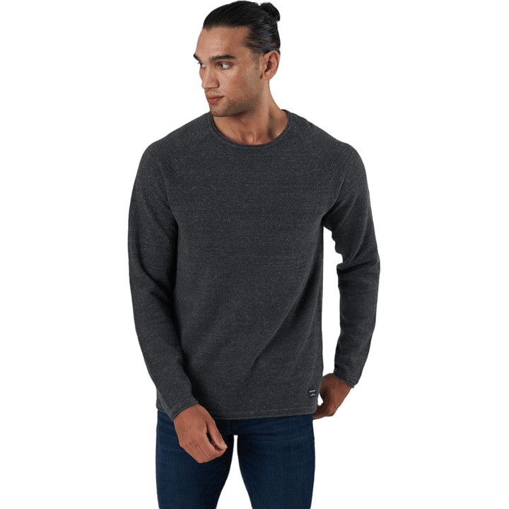 Jjehill Knit Crew Neck Dark Grey Melange