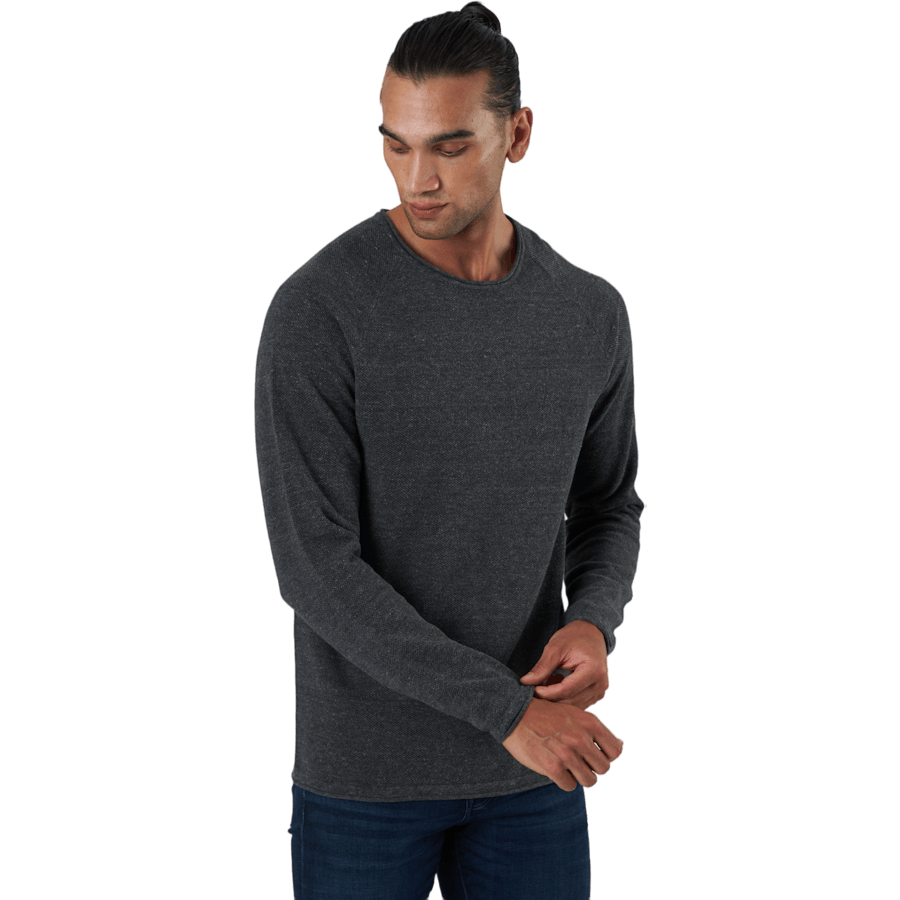 Jjehill Knit Crew Neck Dark Grey Melange