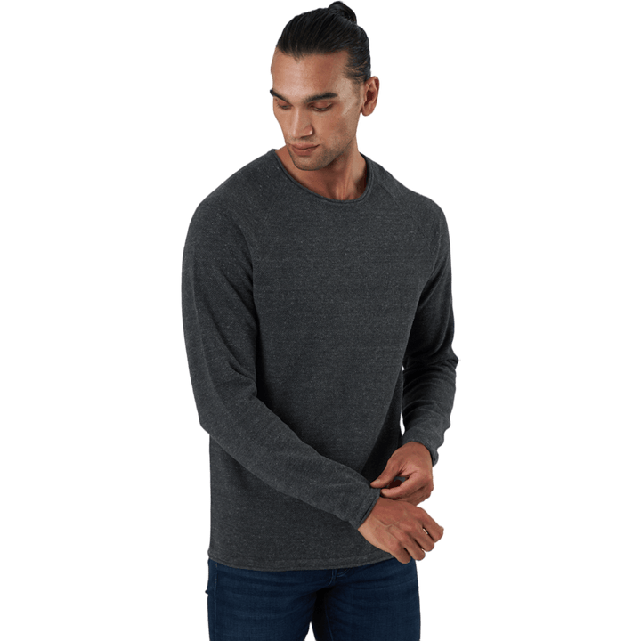 Jjehill Knit Crew Neck Dark Grey Melange