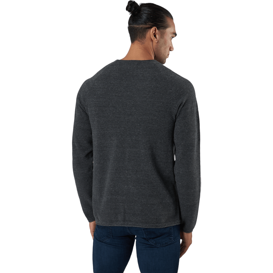 Jjehill Knit Crew Neck Dark Grey Melange