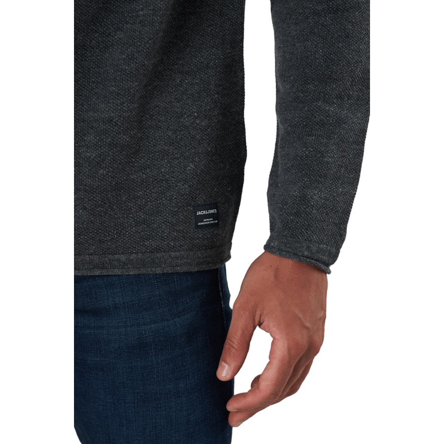 Jjehill Knit Crew Neck Dark Grey Melange