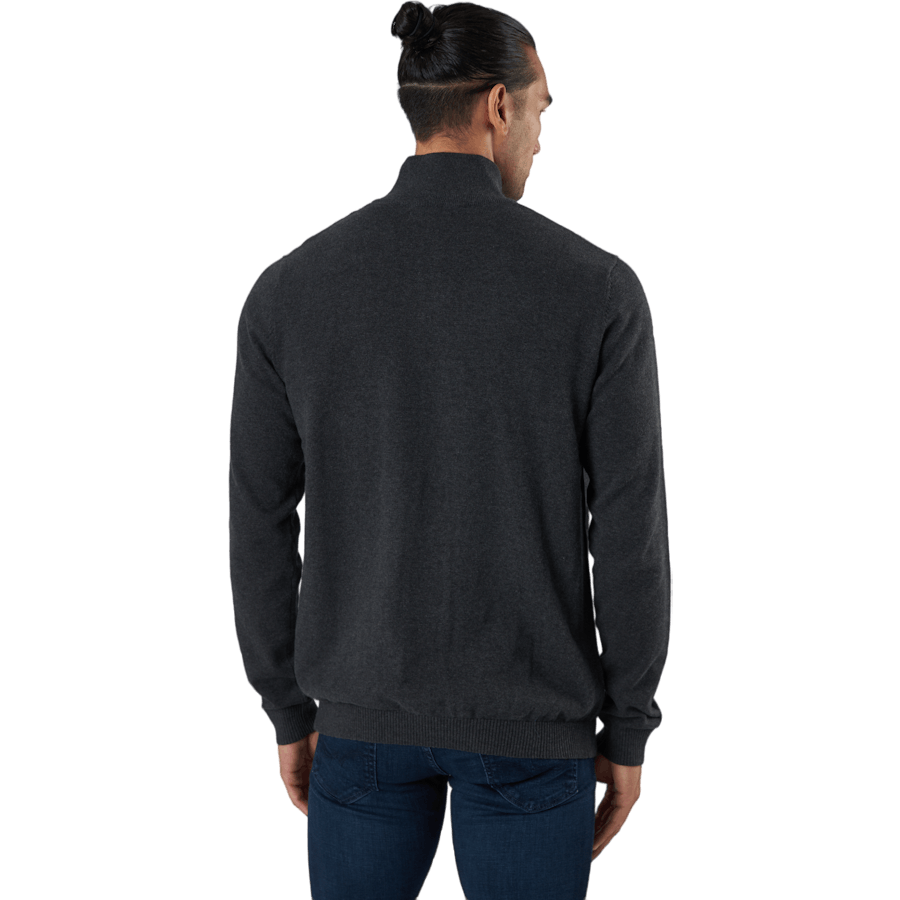Jjebasic Knit Half Zip Dark Grey Melange