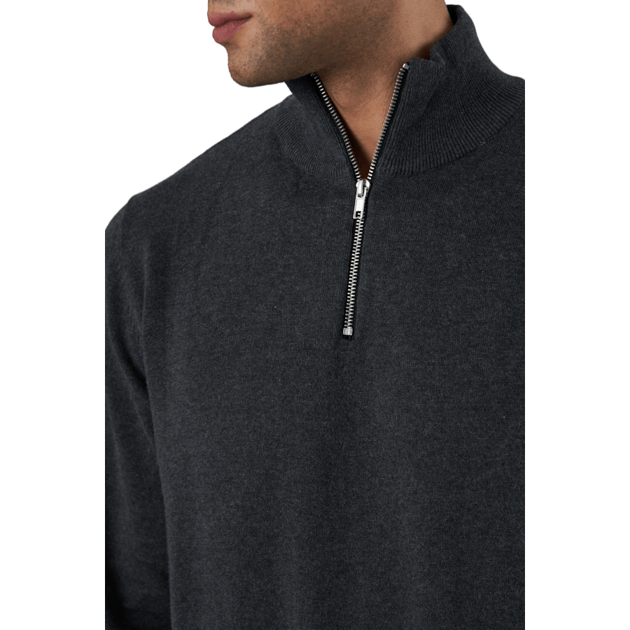 Jjebasic Knit Half Zip Dark Grey Melange