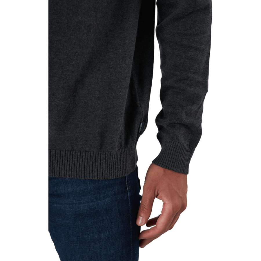Jjebasic Knit Half Zip Dark Grey Melange