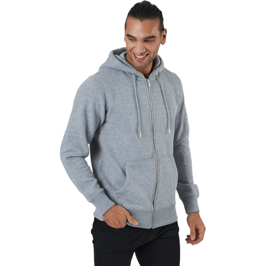 Jjesoft Basic Sweat Zip Hood Light Grey Melange