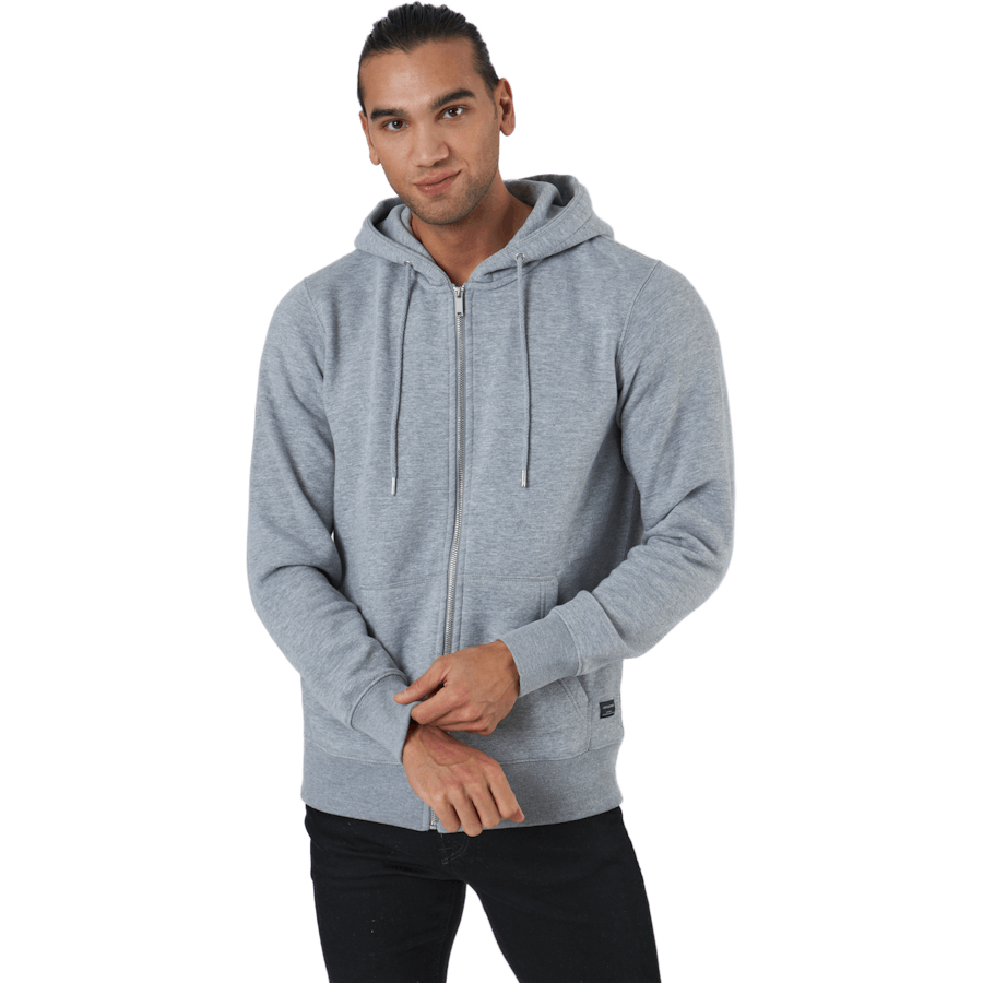 Jjesoft Basic Sweat Zip Hood Light Grey Melange
