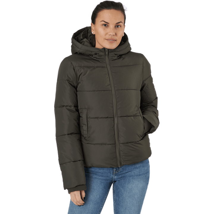 Pcbee New Short  Puffer Jacket Black Olive