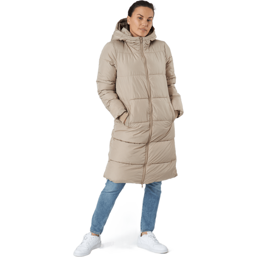 Pcbee New Long Puffer Jacket B Silver Mink