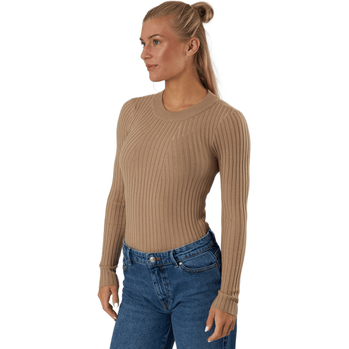 Pccrista Ls O-neck Knit  Bc Silver Mink