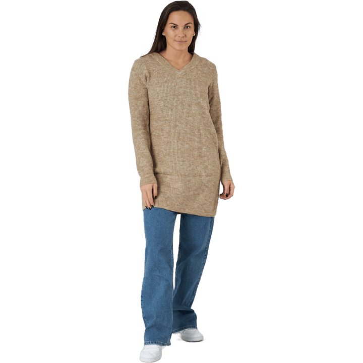 Pcellen Ls V-neck Knit Dress   Silver Mink