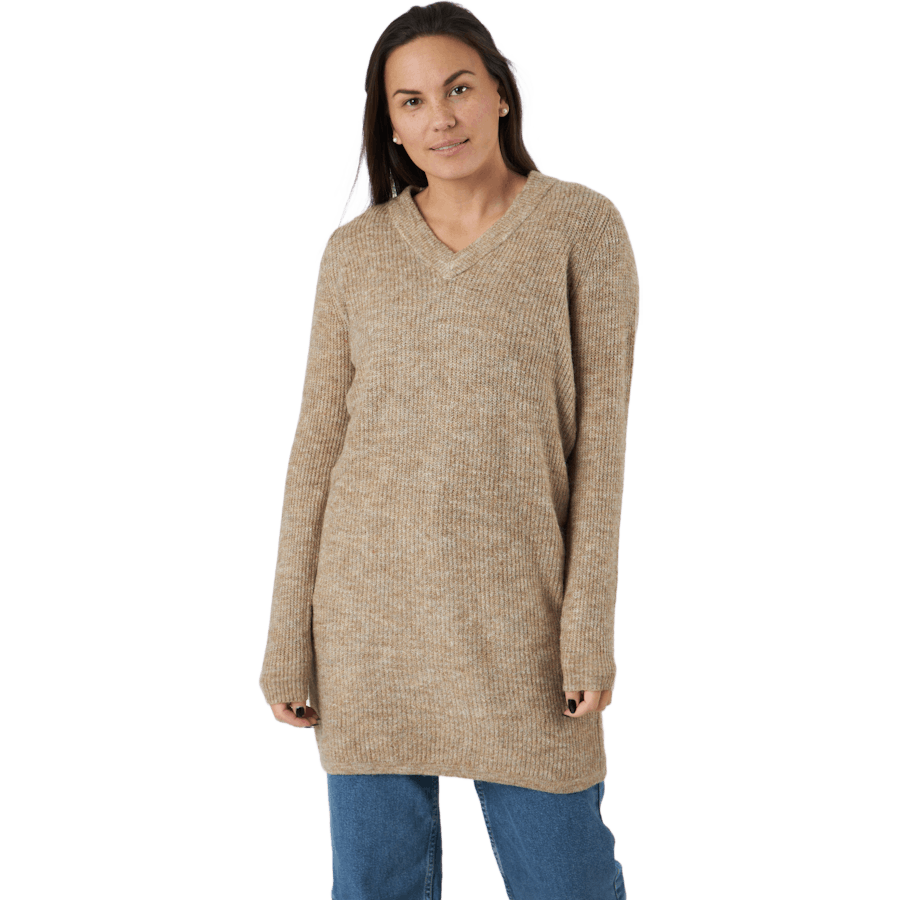 Pcellen Ls V-neck Knit Dress   Silver Mink