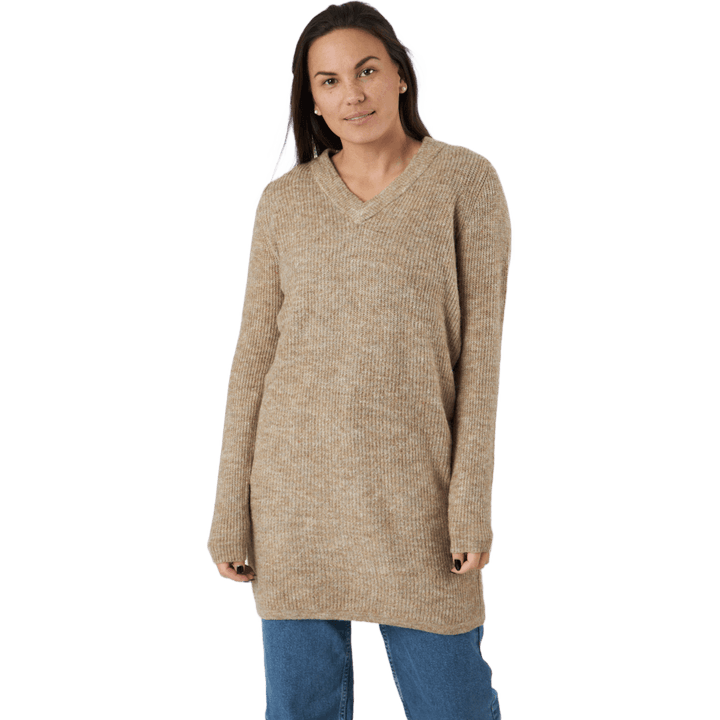 Pcellen Ls V-neck Knit Dress   Silver Mink