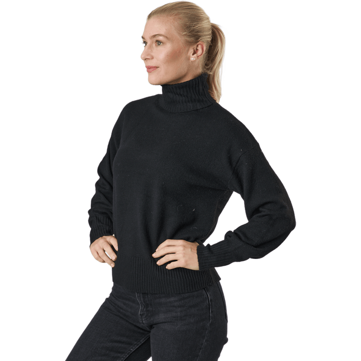 Pccava Ls High Neck Knit  Bc Black