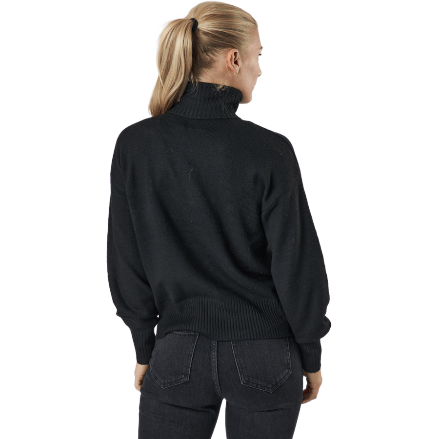 Pccava Ls High Neck Knit  Bc Black