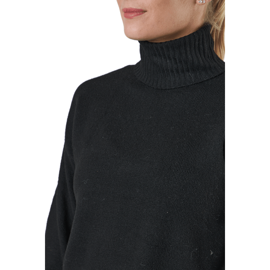 Pccava Ls High Neck Knit  Bc Black