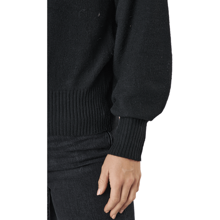 Pccava Ls High Neck Knit  Bc Black