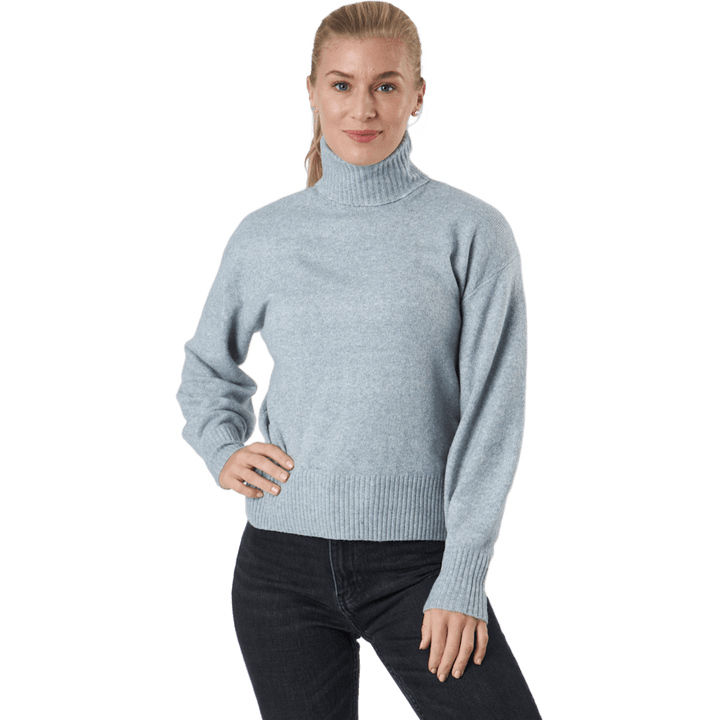 Pccava Ls High Neck Knit  Bc Light Grey Melange