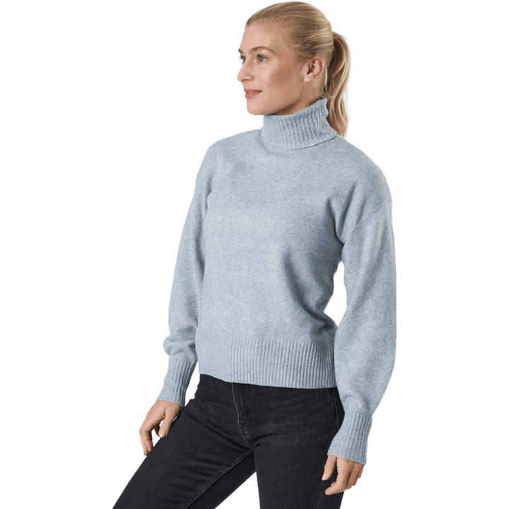 Pccava Ls High Neck Knit  Bc Light Grey Melange