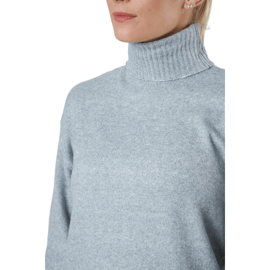 Pccava Ls High Neck Knit  Bc Light Grey Melange
