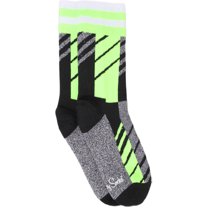 Scattered Stripe Crew Sock Black
