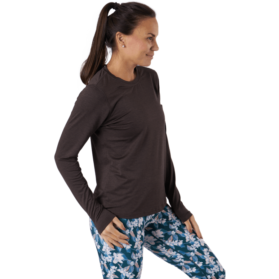 Maje W Melange L-s Tee Black Bean